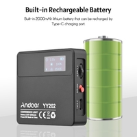 Andoer YY202 Bi-Color Pocket LED Lumière vidéo Photographie Conférence Lumière de remplissage 2500K-8500K Dimmable Alliage d