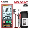 ANENG 616 Multimètre numérique intelligent Plage automatique 6 000 points NCV Compteur universel True RMS Portable Testeur multifonctionnel Voltmètre Ampèremètre avec lampe de poche rétroéclairée Tension AC/DC et résistance de courant Mesure de f