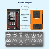 ANENG Q60 Multimètre numérique TRMS 6000 Comptes Testeur portable Ohm Volt Amp pour mesurer la tension Résistance au courant Capacité Diode de température NCV Test de continuité avec lampe de poche Arrêt automatique Rétroéclairage de l