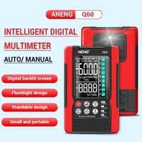 ANENG Q60 Multimètre numérique TRMS 6000 Comptes Testeur portable Ohm Volt Amp pour mesurer la tension Résistance au courant Capacité Diode de température NCV Test de continuité avec lampe de poche Arrêt automatique Rétroéclairage de l