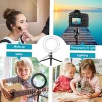 Anneau de 8 pouces avec support de trépied réglable Lumières de maquillage à selfie dimmable avec 3 modes d