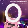 Anneau lumineux portable Selfie avec batterie rechargeable et gradateur Mini anneau de beauté LED à clip avec lumières blanches / chaudes / neutres pour téléphone portable