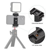 Anoder AD-06 Support de téléphone universel pour téléphone sur trépied et plaque de dégagement rapide 2-en-1 avec support pour griffe porte-froid Trou de vis 1/4 pouce Niveau à bulle pour smartphones Vlog Streaming en direct Vidéoconférence Ensei