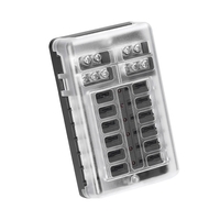 Anodes positives et négatives Boîte de bloc de fusibles Couvercle transparent Porte-fusibles avec voyant LED pour voiture Marine Bateau Remoulé Utilisation 6 voies 12 voies en option