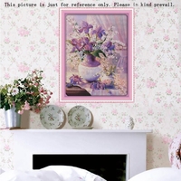 Anself DIY Art Broderie au Point de Croix en Motif de Vase Mauve 14CT 38 * 47cm Décoration pour Maison