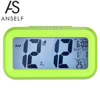Anself LED Réveil numérique répétitif Snooze Capteur activé par la lumière Rétroéclairage Heure Date Affichage de la température