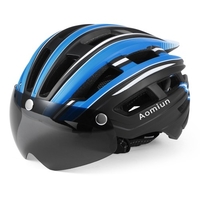 Aomiun casque de vélo de montagne casque de moto avec rétro-éclairage visière magnétique détachable protection UV pour hommes femmes