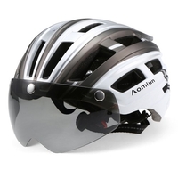 Aomiun casque de vélo de montagne casque de moto avec rétro-éclairage visière magnétique détachable protection UV pour hommes femmes