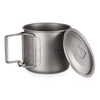 Aomiun Ultralight Titanium Cup Outdoor Portable 2PCS Cup Set 350ml 650ml Camping Picnic Water Cup Mug avec poignée pliable 350ML + 650ML