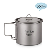 Aomiun Ultralight Titanium Cup Outdoor Portable Camping Pique-nique Tasse à eau avec poignée pliable 550 ml