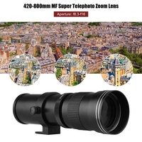 Appareil photo MF Super Téléobjectif Zoom F/8.3-16 420-800mm T Mount + Ensemble de filtres UV/CPL/FLD + 2X téléconvertisseur 420-800mm + Bague d
