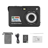 Appareil photo numérique portable 1080P Caméscope vidéo 48MP Anti-tremblement Zoom 8X Écran LCD 2, 7 pouces Détection de visage Capture de sourire Batterie au lithium intégrée avec sac de transport Dragonne pour enfants adolescents
