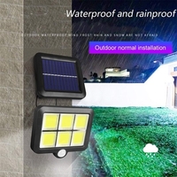 Applique murale à induction solaire séparée Lampe de patio Lampe de garage Six carrés COB 120LED Bouton à trois fonctions Lumière blanche avec fil d