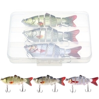Appâts durs multi-articulés Bionic de 3, 9 pouces / 0, 6 oz S Leurre de pêche à action de natation avec boîte de pêche Leurre de pêche à 6 segments Leurres de pêche artificiels réalistes avec hameçons triples