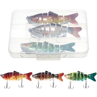 Appâts durs multi-articulés Bionic de 3, 9 pouces / 0, 6 oz S Leurre de pêche à action de natation avec boîte de pêche Leurre de pêche à 6 segments Leurres de pêche artificiels réalistes avec hameçons triples