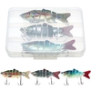 Appâts durs multi-articulés Bionic de 3, 9 pouces / 0, 6 oz S Leurre de pêche à action de natation avec boîte de pêche Leurre de pêche à 6 segments Leurres de pêche artificiels réalistes avec hameçons triples
