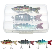 Appâts durs multi-articulés Bionic de 3, 9 pouces / 0, 6 oz S Leurre de pêche à action de natation avec boîte de pêche Leurre de pêche à 6 segments Leurres de pêche artificiels réalistes avec hameçons triples