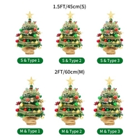 Arbre de Noël de table de 1, 5 pi avec ruban de boules vertes rouges et vertes Mini arbre de Noël artificiel pour bureau série classique décoration de vacances
