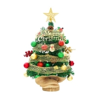 Arbre de Noël de table de 2 pieds avec ruban de boules vertes rouges et vertes Mini arbre de Noël artificiel pour bureau série classique décoration de vacances