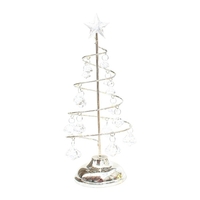 Arbre de Noël Lumières En Métal Spirale Arbre De Noël Lampe Arbre De Bureau Lumière Avec Pendentif En Cristal Lampe De Table Décorative Mini Décoration D