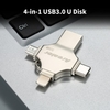 Arealer 64 Go USB3.0 4-en-1 Métal U Disque Clé USB Téléphone Mobile PC Ordinateur Portable U Disque Support Type-C Micro USB Appareils iOS