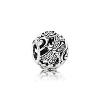 Argent Sterling Romacci S925 creux talon libellule & fleur diamant CZ pour 3mm Lucky Charm Bracelet bricolage femmes Fine Jewelry