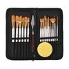 Artist Paint Brush Set 15 formes et tailles différentes Pinceaux Poignées en bois Aucun poil de cabane avec peinture gratuite Couteau et éponge pour peinture corporelle créative