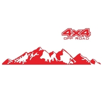 Autocollants de voiture 4X4 hors route (44 * 17 cm) + décalque graphique de montagne (150 * 27 cm) autocollant pour accessoires extérieurs de camion de voiture