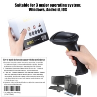 Automatique / Manuel BT Wireless Handheld 1D Barcode Scanner Reader prend en charge inversée Type de code à barres Numérisation avec support réglable pour Android iOS de Windows System (XP / W7 / W8) pour ordinateur iPad iPhone Tablet
