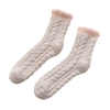 Automne et hiver chaussettes de couchage en molleton de corail de couleur unie épaississant des chaussettes chaudes
