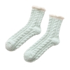 Automne et hiver chaussettes de couchage en molleton de corail de couleur unie épaississant des chaussettes chaudes