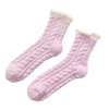 Automne et hiver chaussettes de couchage en molleton de corail de couleur unie épaississant des chaussettes chaudes