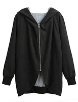 Autumn Winter Hoodies Zip Up à manches longues Plus Size Loose Women