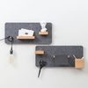 Avoir une maison fantastique étagère murale en feutre support de rangement sans poinçon avec 6 accessoires en bois de hêtre décoration murale gris pour salon à la maison