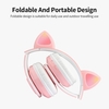 B39 casque mignon oreille de chat sans fil BT5.0 casque de jeu pliable avec flash RGB lumières écouteur TF carte jouer / mode filaire bleu