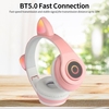 B39 casque mignon oreille de chat sans fil BT5.0 casque de jeu pliable avec flash RGB lumières écouteur TF carte jouer / mode filaire rose