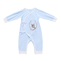 Baby Romper Unisexe 100% coton Babysuit Vêtements pour bébés Costume à manches longues Printemps Eté Automne Pour nouveau-né Enfant Baby Girl Boy Blue 0-6M