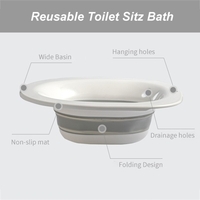 Bain de siège pour siège de toilette pliable Siège de siège pliable sans siège Siège de bain pliant Siège de toilette réutilisable Siège de baignoire Sitz Bassin de hanche pour patientes âgées Soins post-partum Blessures Hémorro des Femme enc