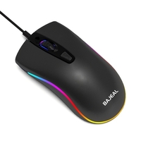 BAJEAL D1 Souris de jeu filaire Souris symétrique Souris ergonomiques Effet de lumière RVB Réglable à 3 vitesses DPI Large Compatibilité Noir