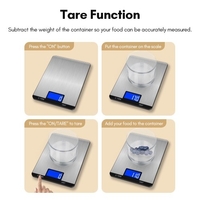 Balance de cuisine numérique 10kg/22lb Rechargeable numérique avec affichage LCD boutons tactiles 7 unités Option 3g/0.1oz Graduation précise balance numérique en acier inoxydable pour la cuisson