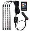 Bande lumineuse à LED de voiture,  4pcs 36 LED DC 12V Musique multicolore Lumière intérieure de voiture LED sous le kit d