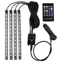 Bande lumineuse à LED de voiture,  4pcs 36 LED DC 12V Musique multicolore Lumière intérieure de voiture LED sous le kit d