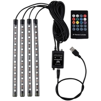 Bande lumineuse à LED de voiture,  4pcs 36 LED DC 12V Musique multicolore Lumière intérieure de voiture LED sous le kit d