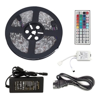Bande lumineuse à LEDs RGB DC 12V 5M avec bandes IR autocollantes découpables flexibles à distance