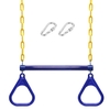Barre de balançoire et anneaux Trapeze Ensemble de balançoire de terrain de jeu robuste avec chaînes et mousquetons revêtus de plastique de 47 po
