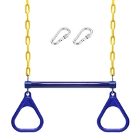 Barre de balançoire et anneaux Trapeze Ensemble de balançoire de terrain de jeu robuste avec chaînes et mousquetons revêtus de plastique de 47 po