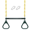 Barre de balançoire et anneaux Trapeze Ensemble de balançoire de terrain de jeu robuste avec chaînes et mousquetons revêtus de plastique de 47 po