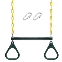 Barre de balançoire et anneaux Trapeze Ensemble de balançoire de terrain de jeu robuste avec chaînes et mousquetons revêtus de plastique de 47 po