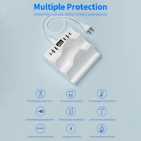 Base de charge multifonctionnelle 2 USB + 2 PD + 2 chargeur QC3.0 Prise en charge de la charge sans fil avec écran LCD Prise américaine multi-protection