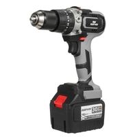 Batteries de perceuse-visseuse sans fil 21 V Couple maximum 200 N.m Mandrin sans clé en métal 1/2 pouce 20 + 3 positions 0-2150 RMP Perceuse à percussion à vitesse variable avec boîte à outils en plastique et 27 forets.